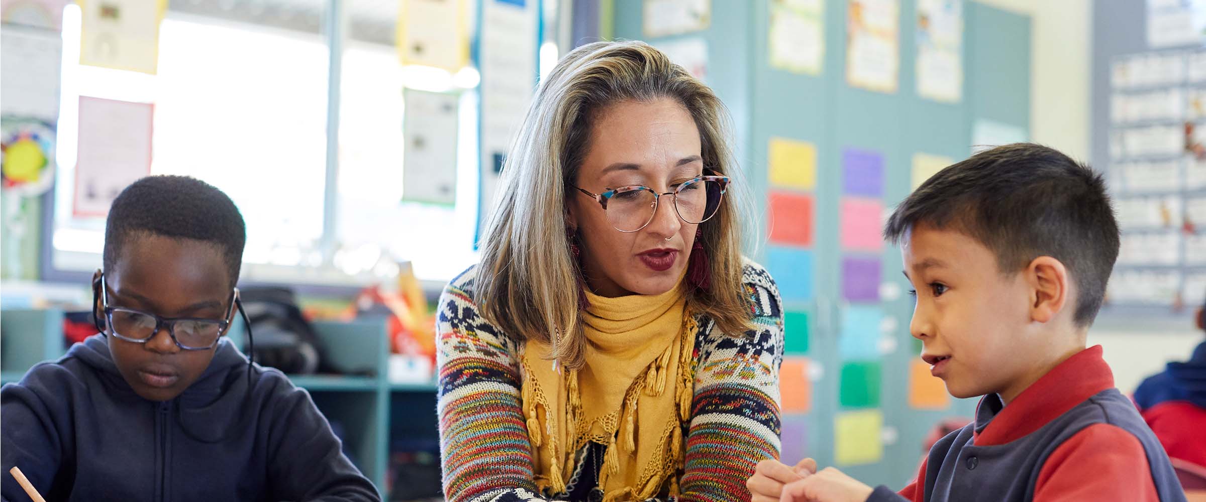 Students in small groups discussing what Be You means for their school community.