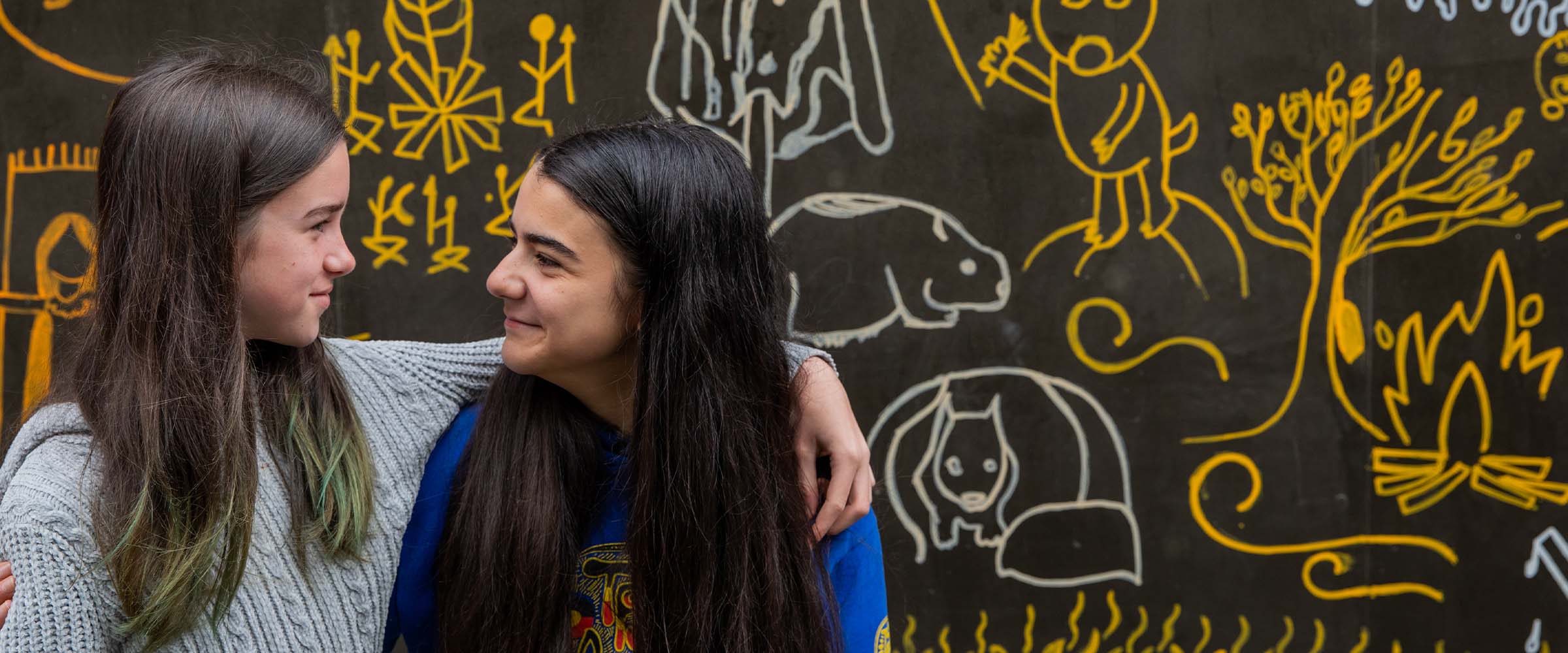 Primary students creating a poster that answers the question 'What is Be You'.